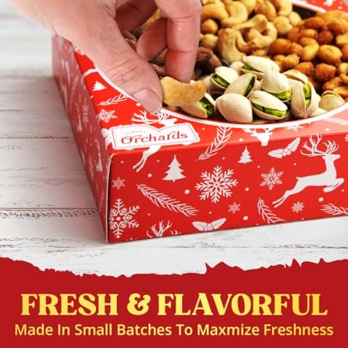 Christmas Nuts Gift Basket for Holiday Season, Premium Mixed Nut Assortment Gift Gourmet Snack Food Present Box, Christmas Gift Basket for Family (4 Sectional)