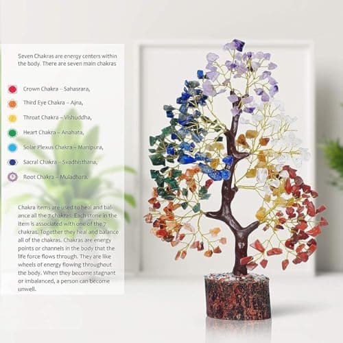 YATSKIA Chakra Crystal Tree - Handmade Healing Crystal Trees with 7 Chakra Stones - Decorative Tree of Life for Meditation, Feng Shui, and Home Decor - Unique Birthday Gifts for Women