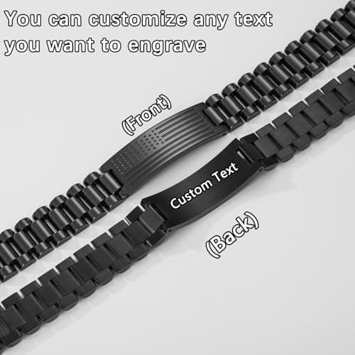 To My Man Boyfriend Husband Son Bracelet Gifts, Stainless Steel American Flag Watch Link Bracelet Valentines Christmas Jewelry Gifts for Men Him