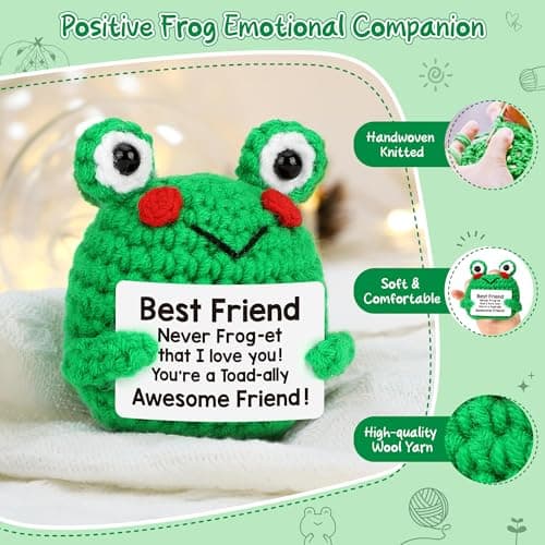 LEJIAJINW Friendship for Women Birthday Bestie BFF Sister, Birthday Gifts for Women Friends, Mini Cute Handmade Frog Positive Gift Ideas Christmas Thanksgiving Valentines Day for Her