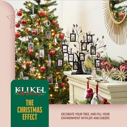 Klikel Family Tree Picture Frame Display with 10 Hanging Picture Photo Frames | Large 20 x 18 Metal Tree | 10 Ornamental 2x3 Frames