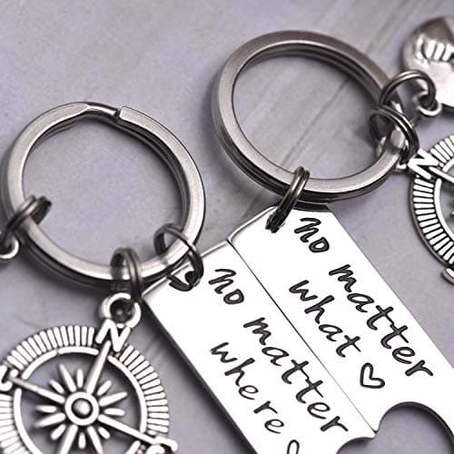 LParkin No Matter What No Matter Where Keychain Best Friend Long Distance Friendship Relationship Gift Polished Finish Set of 2