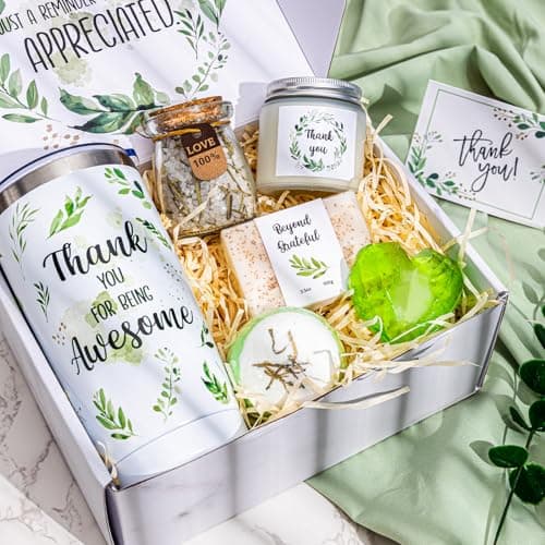 Liosenuiy Thank You Gifts for Women, Employee Appreciation Baskets for Coworkers, Thank You Gift Box Set for Teacher, Friends, Boss, Volunteer, Nurse, Appreciate Gratitude Farewell Going Away