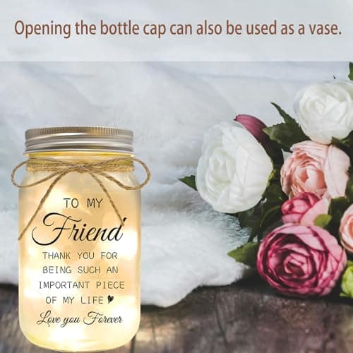 Friendship Gifts for Women, Mason Jar Night Lights for Friend, Gifts for Friends Best Friend Birthday Gifts, Thankgiving Christmas Gifts for Women