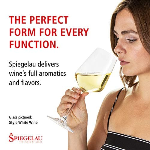 Spiegelau Style Crystal White Wine Glasses Gift Set, Elegant Stemmed Wine Glasses, Stylish Glassware for Dinner Party, Home Bar, Wedding Gifts, Birthday Gifts, Hosting Essentials, 15.5 oz, Set of 4