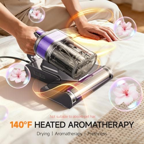 FEPPO Mattress Vacuum Cleaner, 4-in-1 Bed Vacuum Cleaner PRO, 16KPa Handheld Vacuums with 253.7nm UV-C Light, 40,000 Beats/Min Tapping, 140°F Hot Air, HEPA Filter for Bed, Sofa, Crib(Corded, 550W)