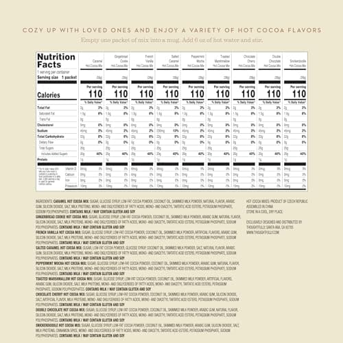Thoughtfully Gourmet Hot Chocolate Gift Set, Flavors Include Salted Caramel, Peppermint, French Vanilla and More, Packaged in Gift Box with Bow, Set of 9