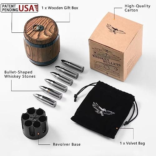 Gifts for Men Dad, Whiskey Stones, Him Husband Boyfriend Gifts for Birthday Anniversary Christmas, Unique Wedding Housewarming Gifts for Men Who Have Everything, Cool Stuff Gadgets for Dad Grandpa