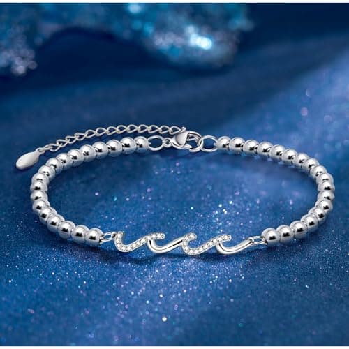 QWNHONEY Waves of Life Bracelet Inspirational Birthday Gifts for Bestie Sister 16th 18th 21st 30th 40th 50th 60th Birthday Gifts for Women