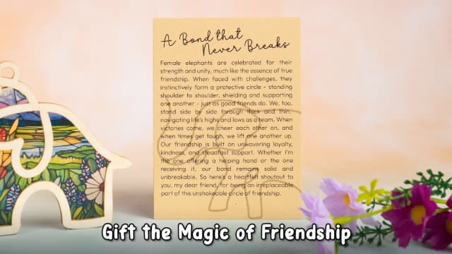 Gifts for Women, Friendship Elephant Ornament with Story Card, Friendship Birthday Gifts for Women, Birthday Presents for Best Friends Sisters Special Bond Decor, Suncatcher
