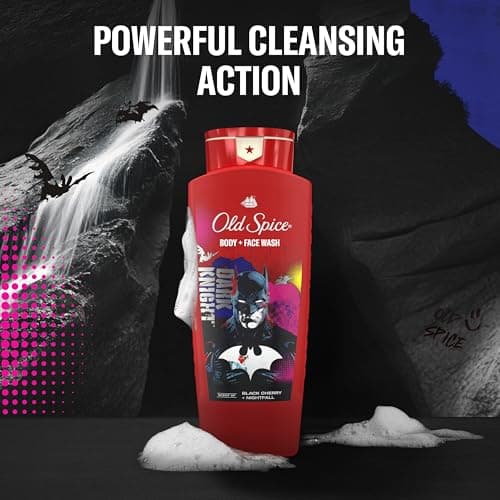 Old Spice Body Wash for Men, Batman: Dark Night, 3X Defense, 24/7 Shower Fresh with Lasting Scent, Cleansing 2-in-1 Body & Face Wash, Smell Like a Hero, Black Cherry and Nightfall Scent, 24 oz