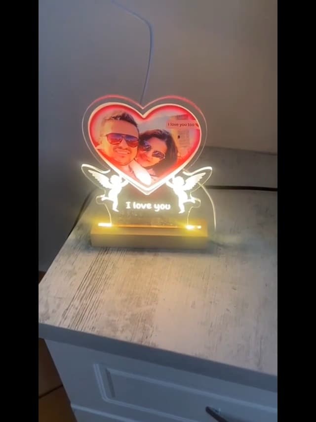 Personalized Anniversary Couple Gifts for Him & Her, Custom Picture Frames with Photo, Personalized Photo Frame with Night Light, Personalized Birthday Gifts for Women & Men