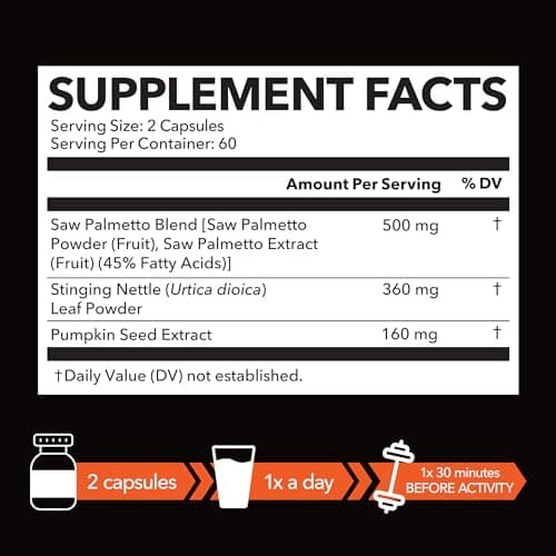 HAVASU NUTRITION Saw Palmetto Supplement with Stinging Nettle and Pumpkin Seed Extract - Advanced 3X Formula - DHT Blocker Urinary Health and Prostate Support for Mens Health - Vegan, Non-GMO Capsules - 2 Month Supply