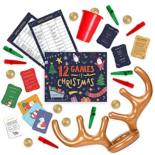 Gutter Games 12 Games of Christmas - 12 Hilarious Holiday Activities [Family Party Games Pack for Kids, Teens & Adults] - by Beat That! Game - Multicolor