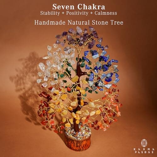 Crystal Tree of Life 7 Chakra Healing Crystal Trees for Home Decor, Office Desk Decor, Boho Decor, Handmade Bonsai Trees for Positive Energy, Money, Good Luck Birthday Gifts for Women, Mom