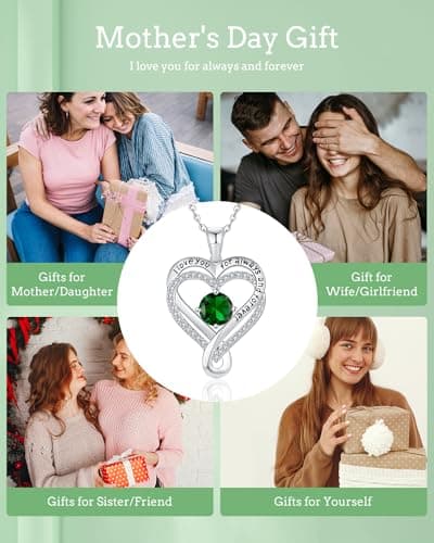 Jewelry for Women Wife Infinity Heart Birthstone I Love You Necklace S925 Anniversary Women Necklaces for Her Wife Birthday Gift Ideas, Birthday Present for Girlfriend Mom Daughter Sterling Silver