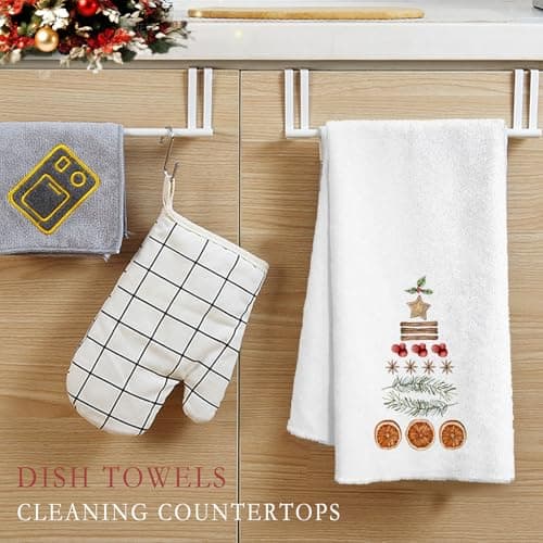 Christmas Cake Kitchen Dish Towels, Baking Christmas Tree Hand Towels Decorative for Farmhouse Kitchen Table, Cute Xmas Trees Gifts for Women Girls for Mom Hostess 16x24
