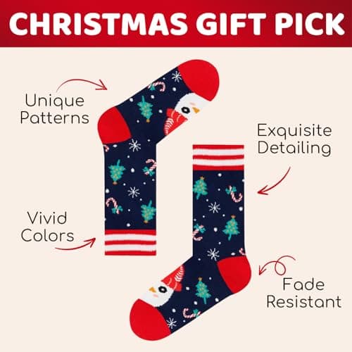 HAPPYPOP Christmas Socks for Kids Adult - Xmas Socks Stocking Stuffers for Boys Girls