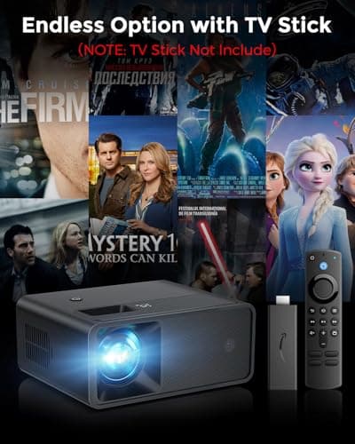 CiBest Mini Projector, 2025 Upgraded Full HD 1080P Support Video Projector, Portable Small Movie Projector, Compatible with iOS/Android/Windows/TV Stick/Box/USB/HDMI
