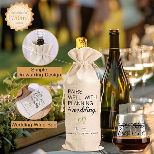 Engagement gifts for couples gifts for Newly Engaged,2025 Engagement present for Her Fiance Fiancee wine glasses for Women,Mr Mrs Gifts engaged gifts for Bridal,Women Engagement Gifts