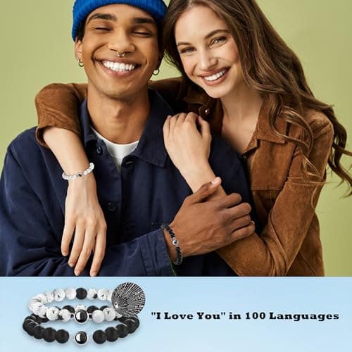 PEALICIOUS Gifts for Girlfriend, Bracelets for Girlfriend Matching Couple Bracelets with 100 Languages, Adjustable Girlfriend Birthday Gifts as BF and GF Love Bracelet Romantic Jewelry