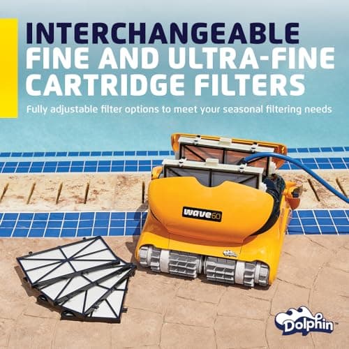 Dolphin Wave 60 Automatic Robotic Pool Vacuum Cleaner Includes Caddy, Wall Climbing Scrubber Brush, Top Load Filters, Ideal for Commercial Pools up to 50 FT in Length