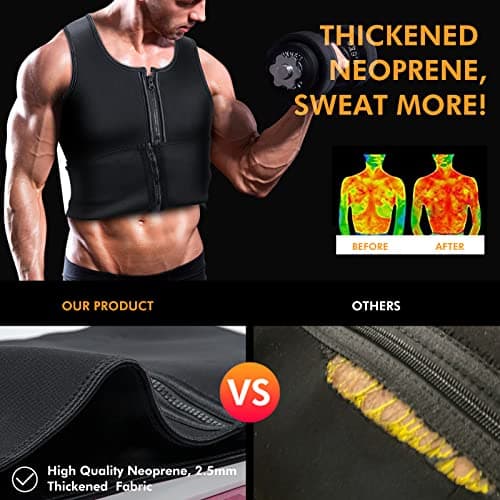 Sauna Vest Waist Trainer for Men - Mens Sauna Suit Double Sweat Belt Body Shaper for Gym Workout Exercise