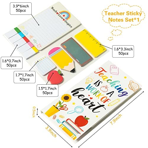 Xqumoi Teaching is A Work of Heart Sticky Notes Set Blackboard Self-Stick Note Pads Teacher Appreciation Gift Writing Memo Pads School Office Supplies