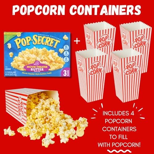 Movie Night Gift Basket – 42-Piece Gift Box with Popcorn, Candy, Snacks & Bingo – Birthdays, Date Night, Family, Kids, Adults, Mom, Dad, Teens, Christmas, Mothers Day, Fathers Day, Raffle & Fundraiser