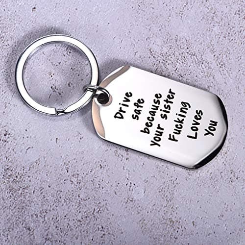 CINDYHE Drive Safe I Love You Keychain for Brother Sister Best friend Keychain Gift