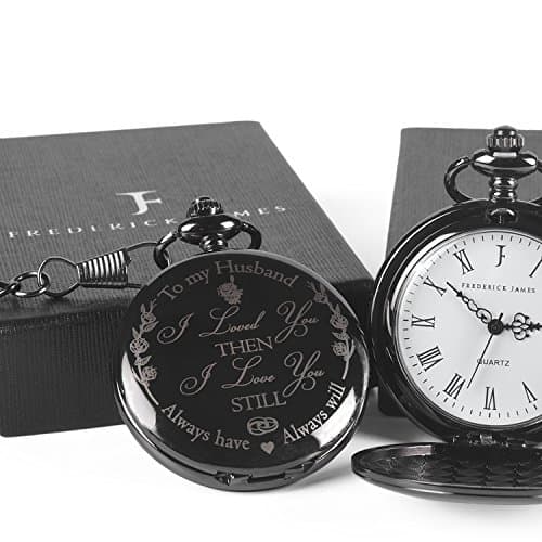 FJ FREDERICK JAMES Anniversary Gift's for Men - Engraved ‘to My Husband’ Pocket Watch | Anniversary Gift's for Him I Love You Gift for Husband for Birthday I Valentines