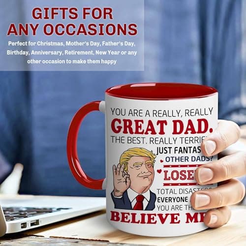 BECHUSKY Dad Gifts - Happy Birthday Dads - Best Dad Ever Cup - Dads Coffee Mug from Daughter, Son, Child - Fathers Day, Christmas, Birthday Gifts for Fathers, Papa, Daddy - Father Present Ideas