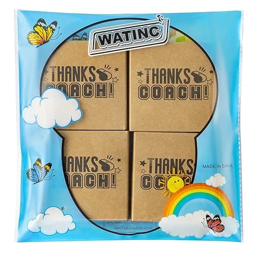 WATINC Coach Appreciation Keychain Gift Set, 4Pcs Sport Match Cheer Keychains Keepsake Present with Thank You Packaging