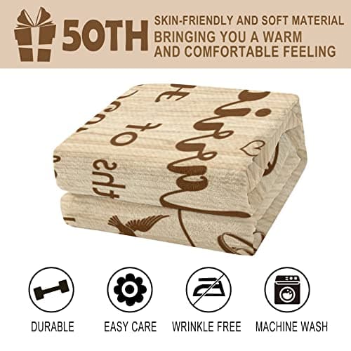 50th Anniversary Wedding Gifts, 50th Anniversary Decorations, Best 50 Anniversary Blanket Gift Idea for Couple Parents, Golden 50 Years of Marriage Throw Blankets 60"X50"