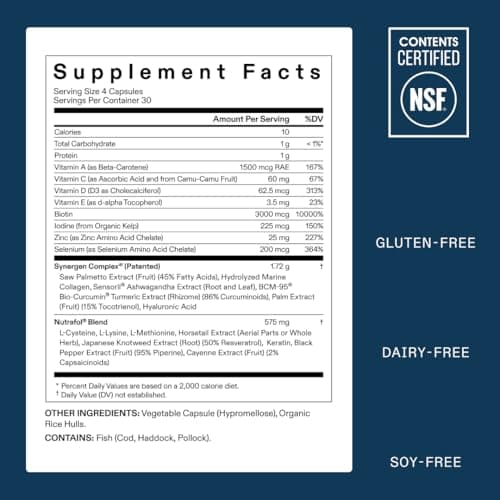 Nutrafol Men's Hair Growth Supplements, Clinically Tested for Visibly Thicker Hair and Scalp Coverage, Dermatologist Recommended - 1 Month Supply