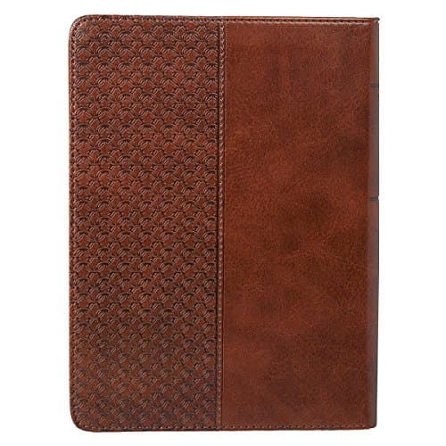 Christian Art Gifts Classic Handy-sized Journal Be Strong and Courageous Joshua 1:9 Bible Verse Inspirational Scripture Notebook w/Ribbon, Faux Leather Flexcover 240 Ruled Pages, 5.7" x 7", Brown