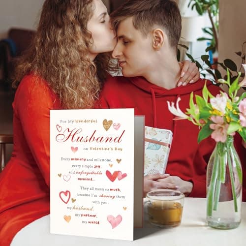 OJsensai Valentine’s Day Card for Wondful Husband, Valentines Decorations Gifts Ideas from Wife