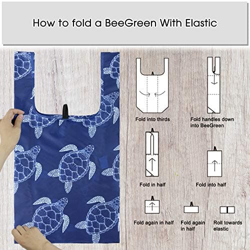 BeeGreen Reusable Grocery Bags Foldable 12 Pack Large Cute Totes - Heavy Duty Washable Holiday Cloth Gifts Bag with Handles, Reusable Gift Bulk Shopping Bags for Groceries for Women Animal Lover​