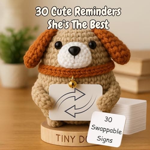 Dog Mom Gifts for Women - Positive Crochet Animal with 30 Cute Signs for Dog Moms, Unique Birthday Gift for Pet Lovers, Funny Present for Birthday, Christmas, Mothers Day - Funny Furr Mama Gifts