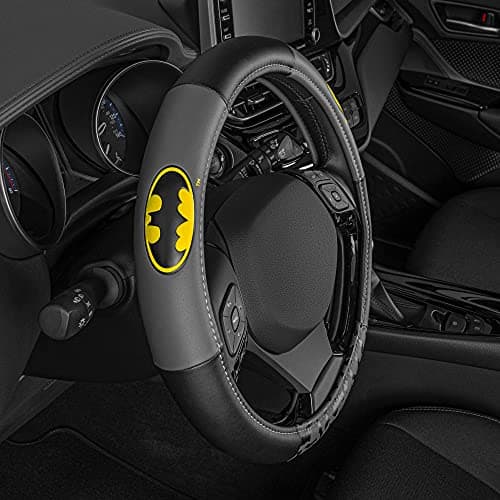 BDK Warner Bros DC Comics Batman Steering Wheel Cover - Ergonomic Grip, Universal Size 14.5-15.5 in, Protects and Insulates Your Wheel, Car Accessories for Car, Truck, Van, SUV