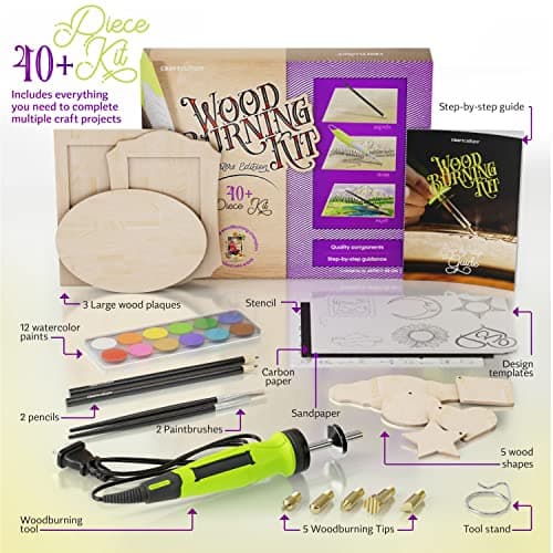 Craft Culture Beginners Wood Burning Kit for Kids, Teenage Boys & Girls - Christmas Gifts for Boy & Girl - Craft Projects Birthday Gift Idea for Children Teen Woodburning DIY Hobby Kits Art Activities