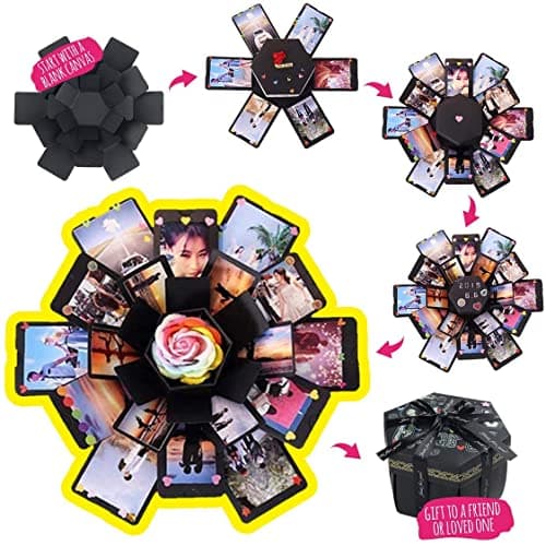 Explosion Gift Box - Photo Box, A Creative Six-sided Gift Box. Love Memory DIY Handmade Photo Album Scrapbook, A Surprising Boyfriend Birthday Gift, Ideal for Weddings, Christmas or Valentine's Day