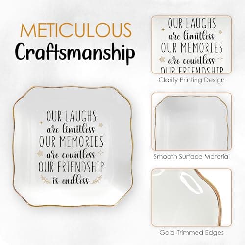 OASSIE Christmas Friendship Gifts for Women - Decorative Trinket Dish 4"x4" Ceramic Jewelry Dish Tray - Christmas Birthday Gifts for Best Friends Women Friendship Bestie BFF Sister, Friend Gift