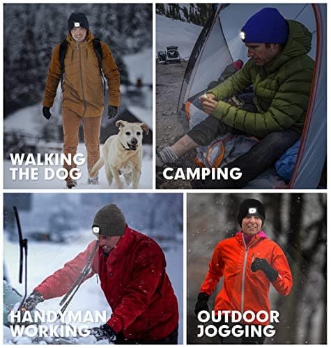 CENSGO Unisex Hat with Light, USB Rechargeable LED Headlamp Beanie, Gifts for Dad Father Men Husband Warm Knitted Cap