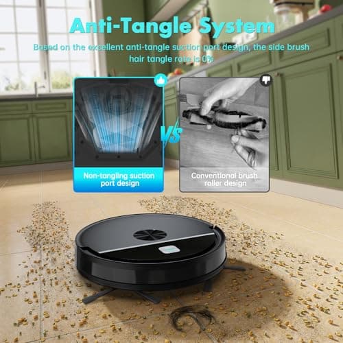 ECOHOME Robot Vacuum and Mop Combo,3500Pa Powerful Suction, with Wi-Fi/App/Remote,2 in 1 Mopping Robot Vacuum Cleaner,Dustbin and Watertank, for Pet Hair,Hard Floors and Low Pile Carpet,Black