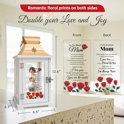 Mothers Day Birthday Gifts for Mom from Son, Mom Gifts from Son - Happy Birthday, Christmas, Valentine's Day Gifts Mom Son Figurine Lantern