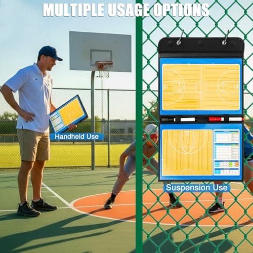 Magnetic Basketball Coaching Board – Portable Dry Erase Whiteboard with Fence Clip, Magnets & Carry Bag, Foldable Basketball Clipboard for Coaches, Ideal Coach Gift