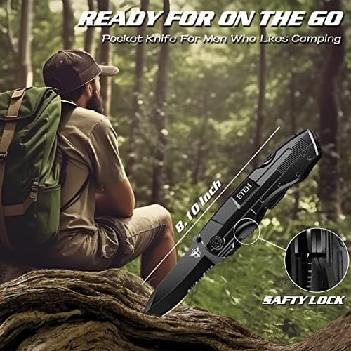Gifts for Men Him Dad Boyfriend,Multitool Pocket Knife for Men,Anniversary Christmas Gifts for Birthday,Hiking Camping Knife with Screwdrivers Pliers Bottle Opener