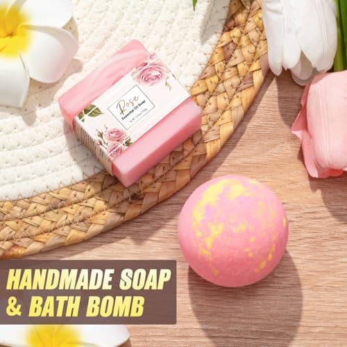 Birthday Gifts for Women Self Care Gifts Get Well Soon Gifts, Rose Relaxing Spa Gifts Basket Care Package w/ Luxury Flannel Blanket 40 oz Tumbler, Mothers Day Gifts for Mom Her Wife Girlfriend Sister