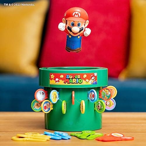TOMY Pop Up Super Mario Board Game - Family and Preschool Games for Family Game Night - Kids Activities and Super Mario Toys - Girls and Boys Games - 2-4 Players - Ages 4 Years and Up